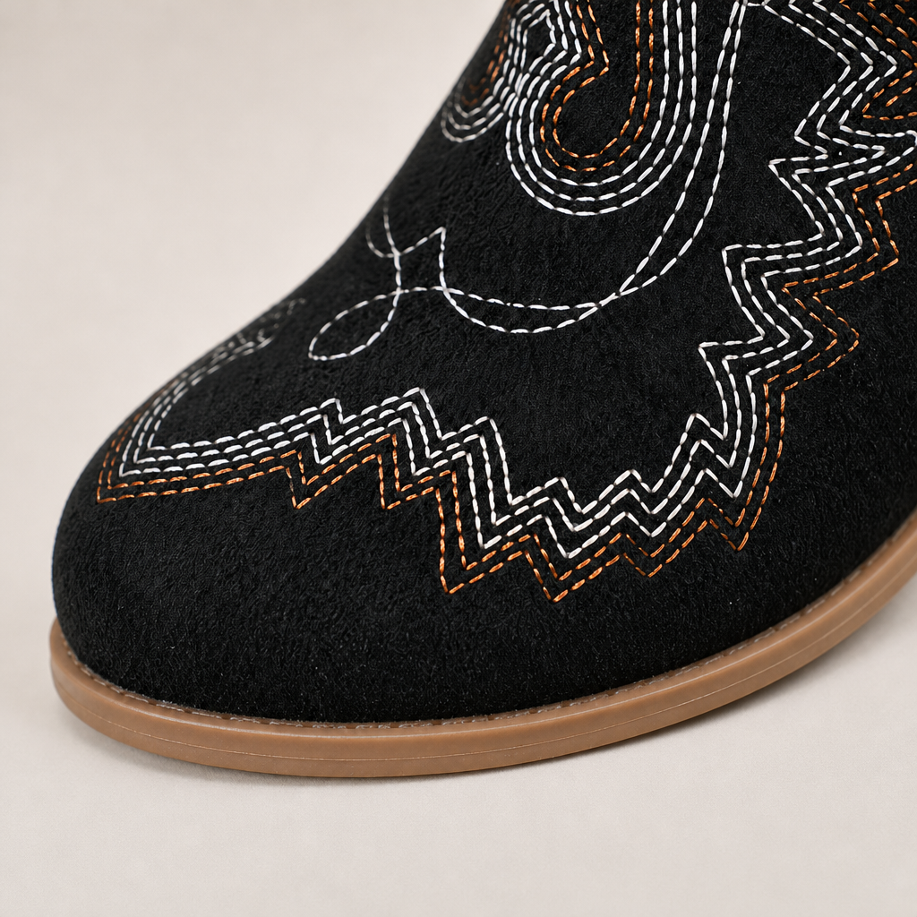 Alina Western Ankle Boots — Black