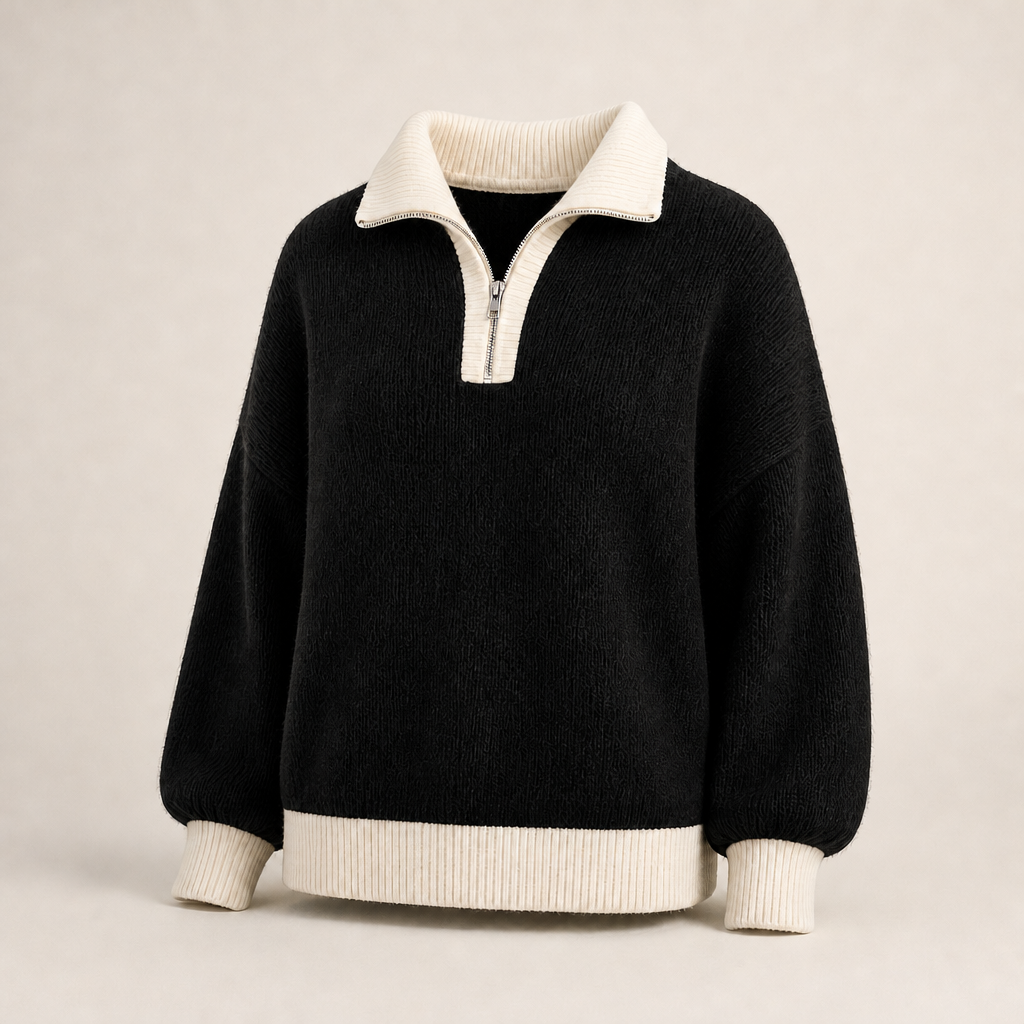 Elara Women's Stand-Up Collar Knit in Pure White