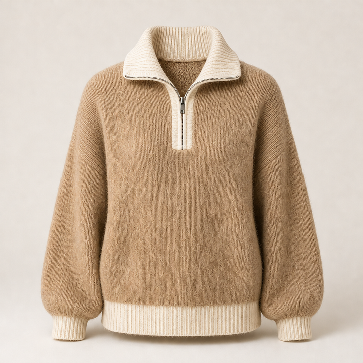 Dorian Women's Knitted Pullover in Rich Brown