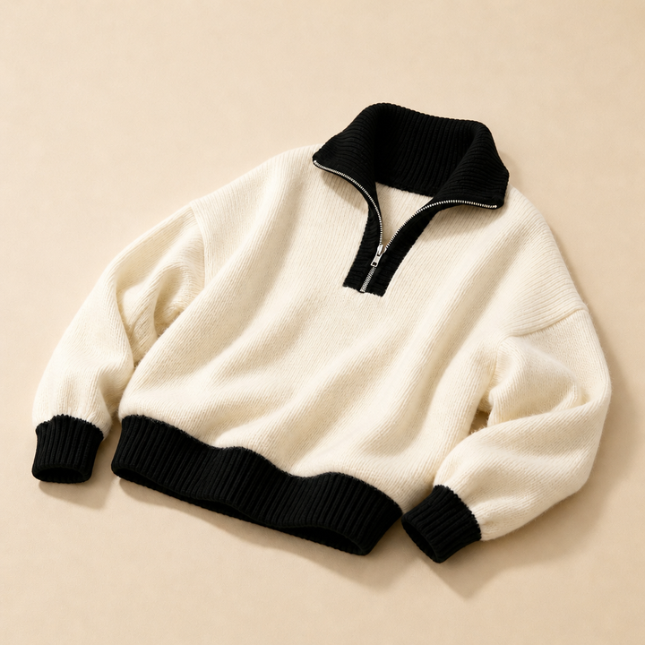 Lyra Women's Half-Zip Sweater in Pure White