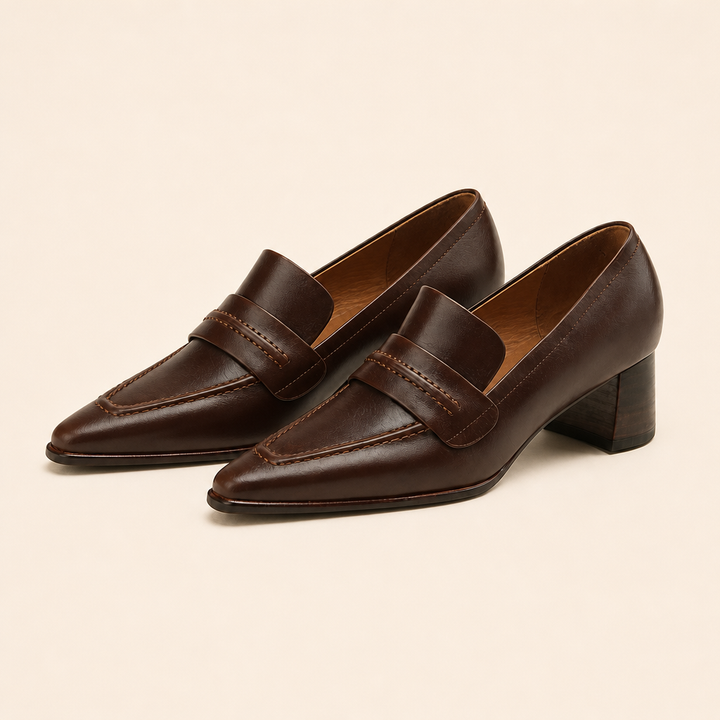 Pair of brown pointed-toe loafers