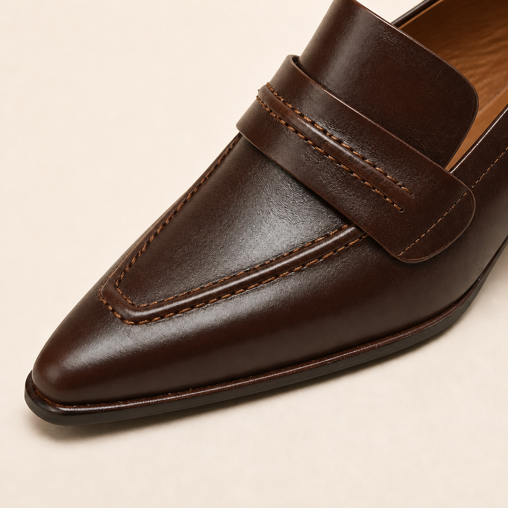 Pure color black loafer top view