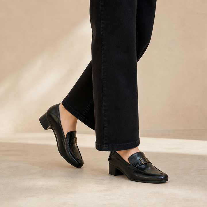 Juno Cowhide Loafers — Black