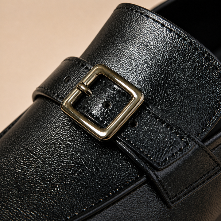 Juno Cowhide Loafers — Black