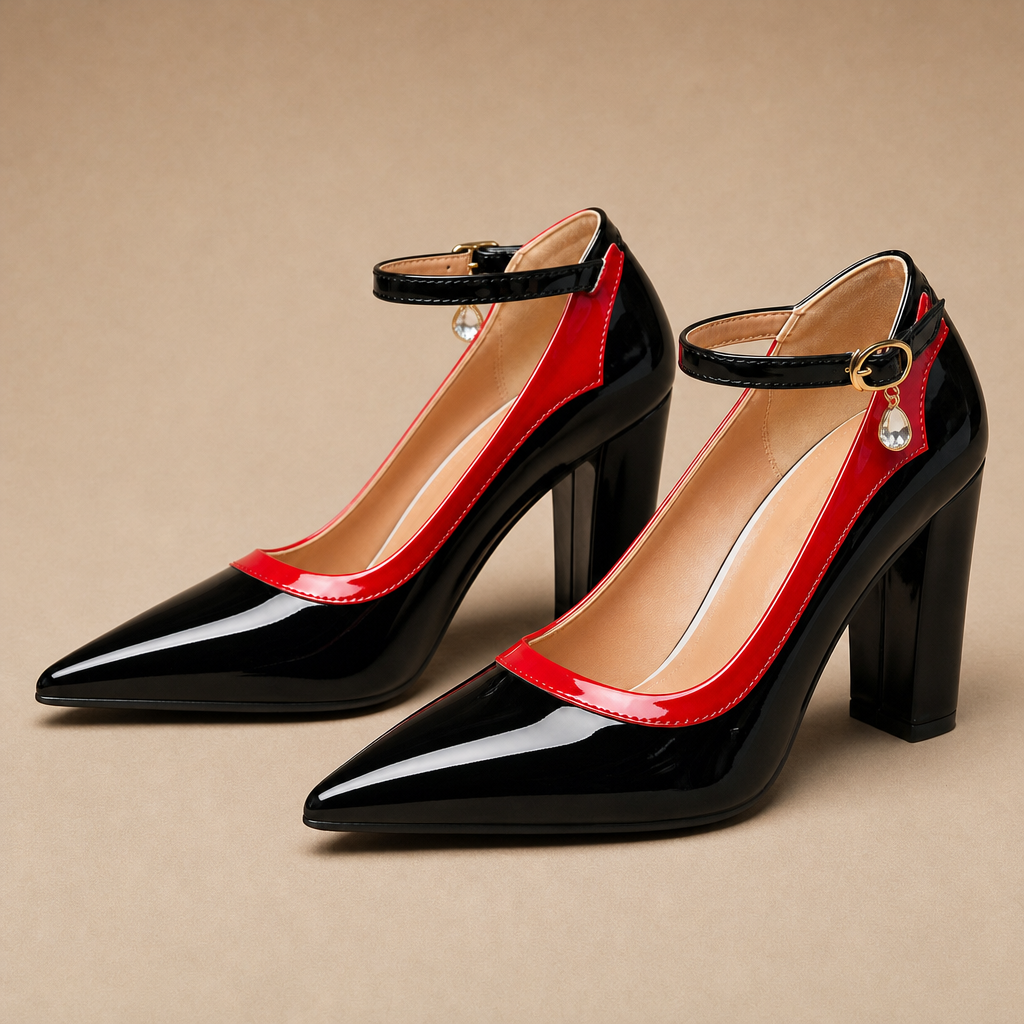 Nerina Block Heels — Black