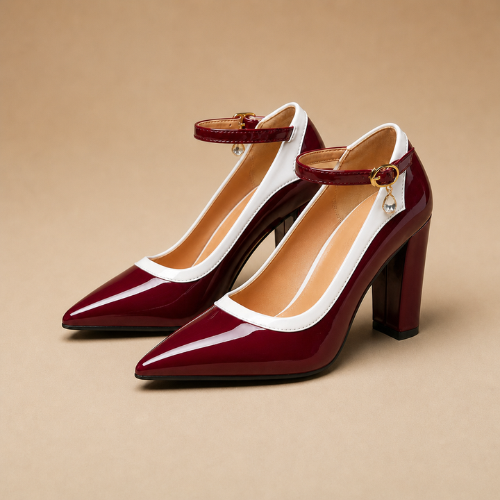 Nerina Block Heels — Red