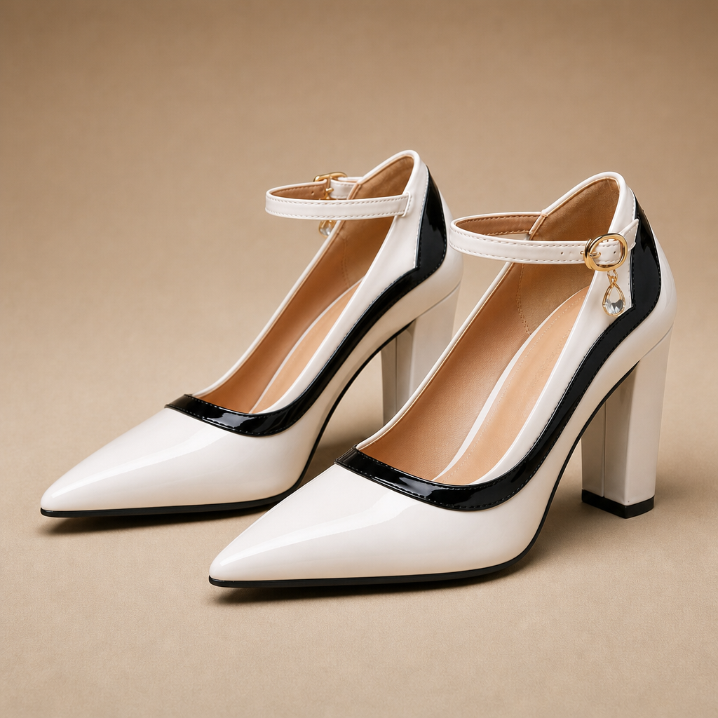 Nerina Block Heels — White