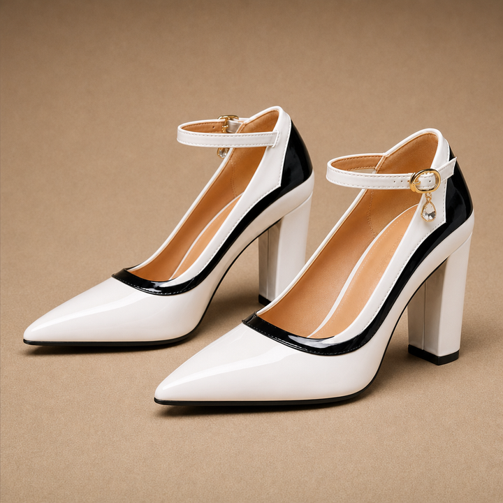 Nerina Block Heels — White