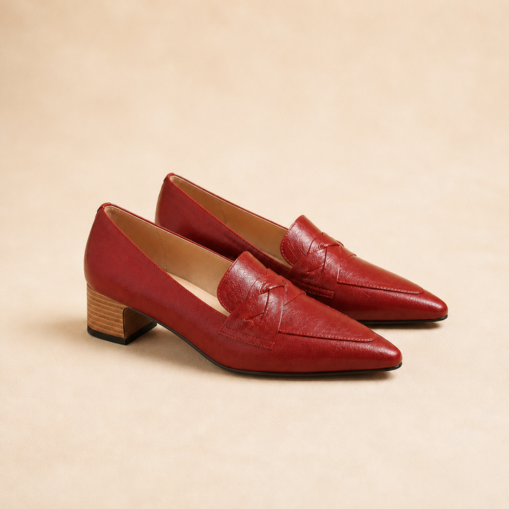 Rivana Leather Heels — Red