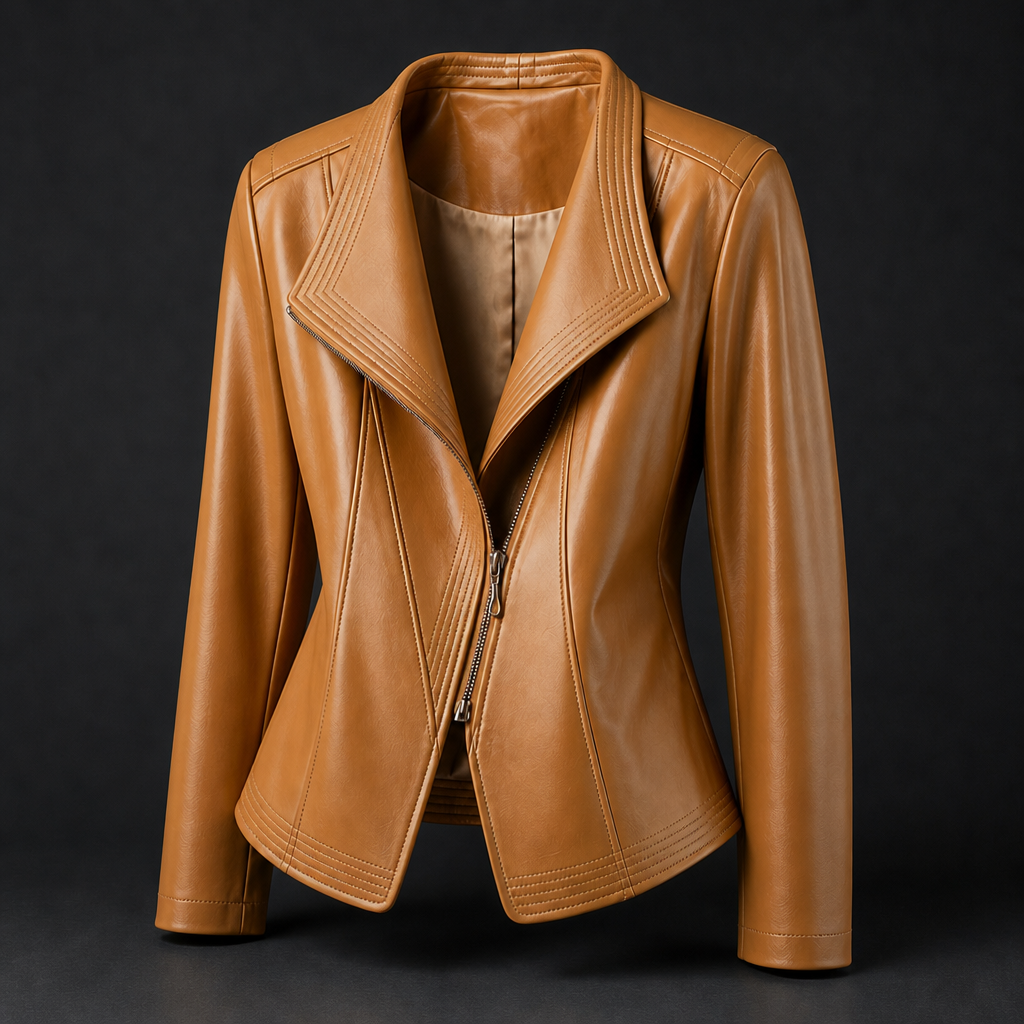 Lysandra Women's Biker Jacket in Apricot