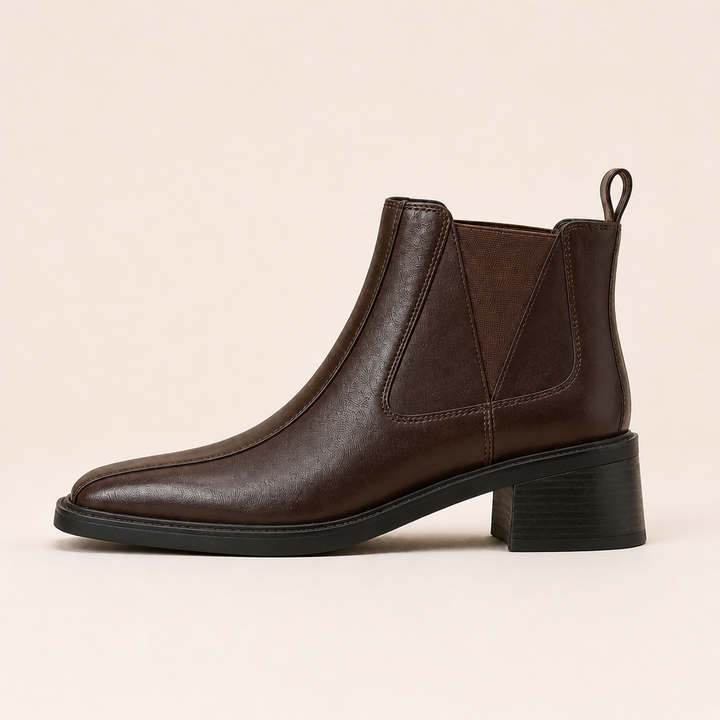 Yara Mid-Heel Chelsea Boots — Brown