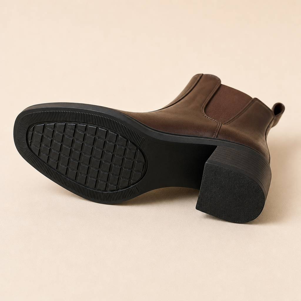 Yara Mid-Heel Chelsea Boots — Brown